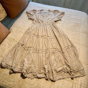 Somerset Linen Blend Maxi Dress | Anthropologie | 2X | Natural